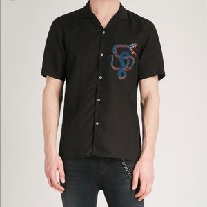 Kooples black snake embroidered bowling shirt